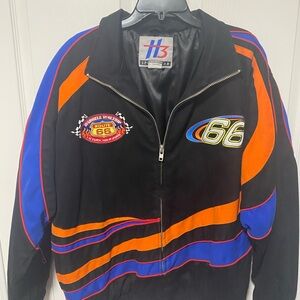 Darrel Waltrip Men's Black Route 66 Racing Jacket with Orange & Blue Accents